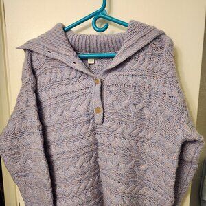 Sundance Blue & Pink Heavy Big Collar Sweater Never - New WOT -Large